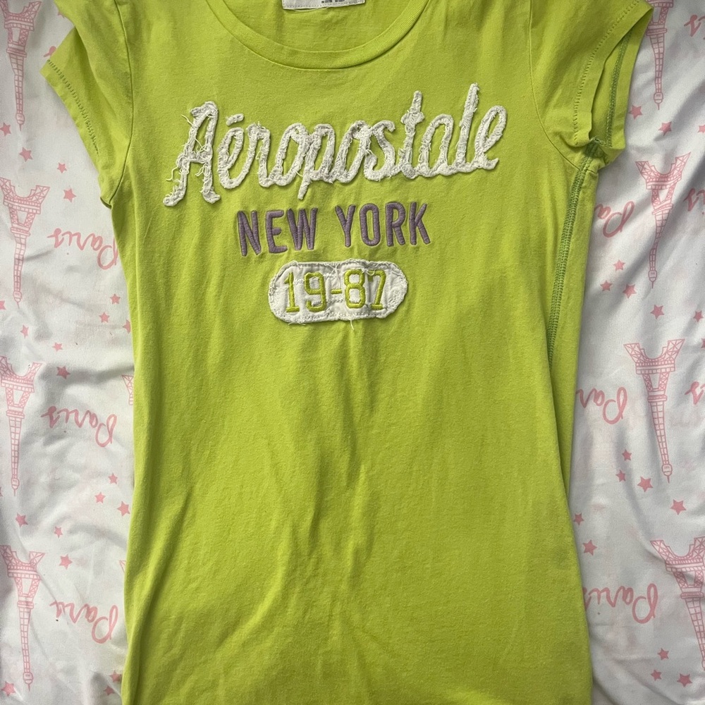 Aeropostale Kids Neon Green Tee with Purple Accents